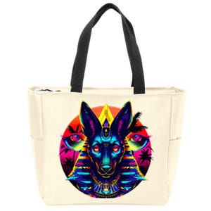 Streetwear 80s 90s Egypt Egyptian God Anubis Zip Tote Bag