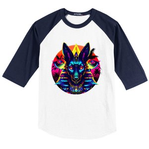 Streetwear 80s 90s Egypt Egyptian God Anubis Baseball Sleeve Shirt