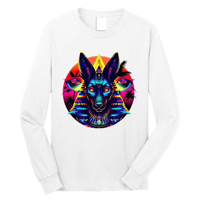 Streetwear 80s 90s Egypt Egyptian God Anubis Long Sleeve Shirt