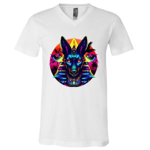 Streetwear 80s 90s Egypt Egyptian God Anubis V-Neck T-Shirt