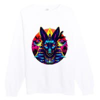 Streetwear 80s 90s Egypt Egyptian God Anubis Premium Crewneck Sweatshirt