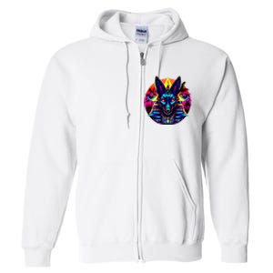 Streetwear 80s 90s Egypt Egyptian God Anubis Full Zip Hoodie