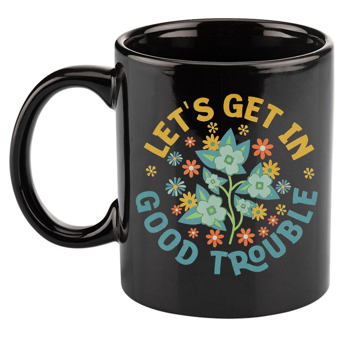 Subtle 8647 Boho Floral Resist 11oz C Handle Ceramic Mug