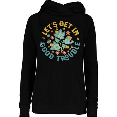 Subtle 8647 Boho Floral Resist Womens Funnel Neck Pullover Hood