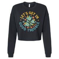 Subtle 8647 Boho Floral Resist Cropped Pullover Crew