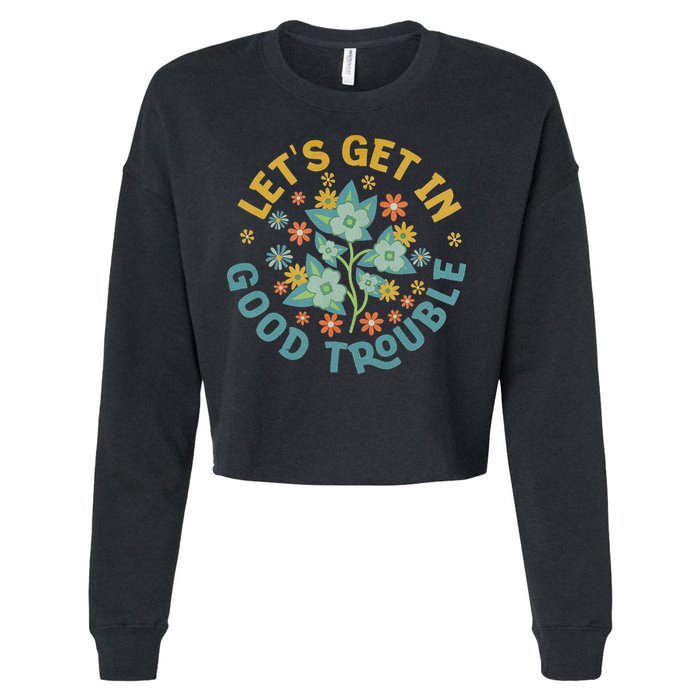 Subtle 8647 Boho Floral Resist Cropped Pullover Crew