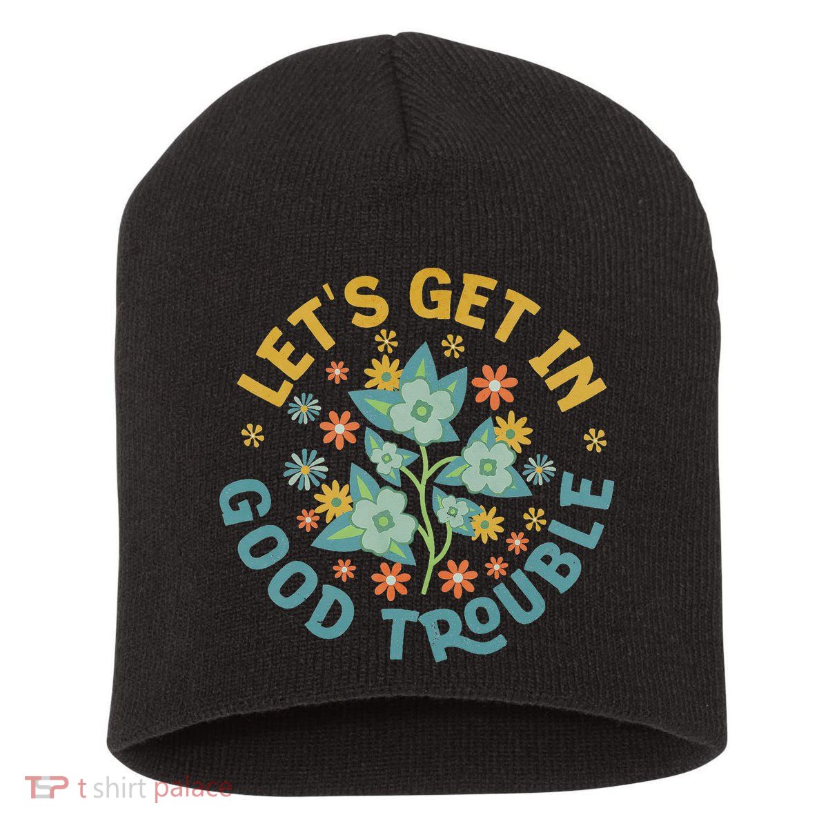 Subtle 8647 Boho Floral Resist Short Acrylic Beanie