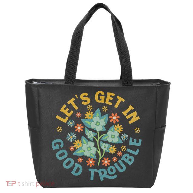 Subtle 8647 Boho Floral Resist Zip Tote Bag