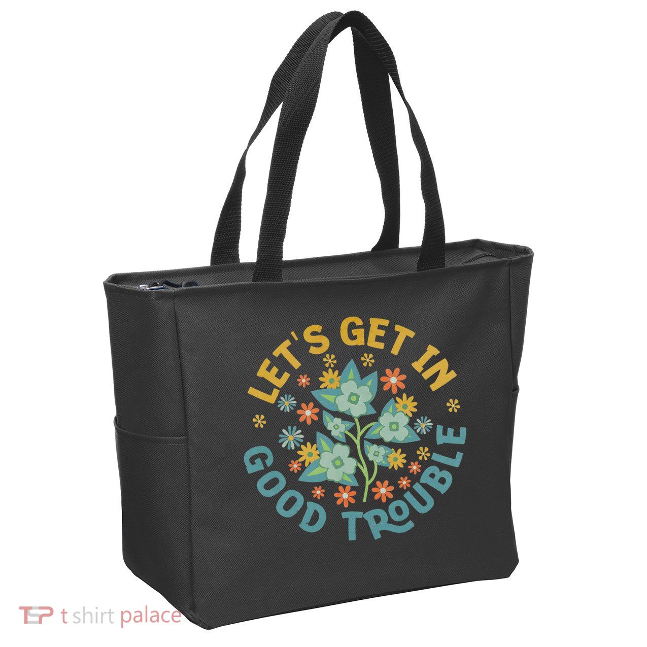 Subtle 8647 Boho Floral Resist Zip Tote Bag