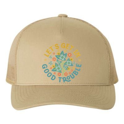 Subtle 8647 Boho Floral Resist Yupoong Adult 5-Panel Trucker Hat