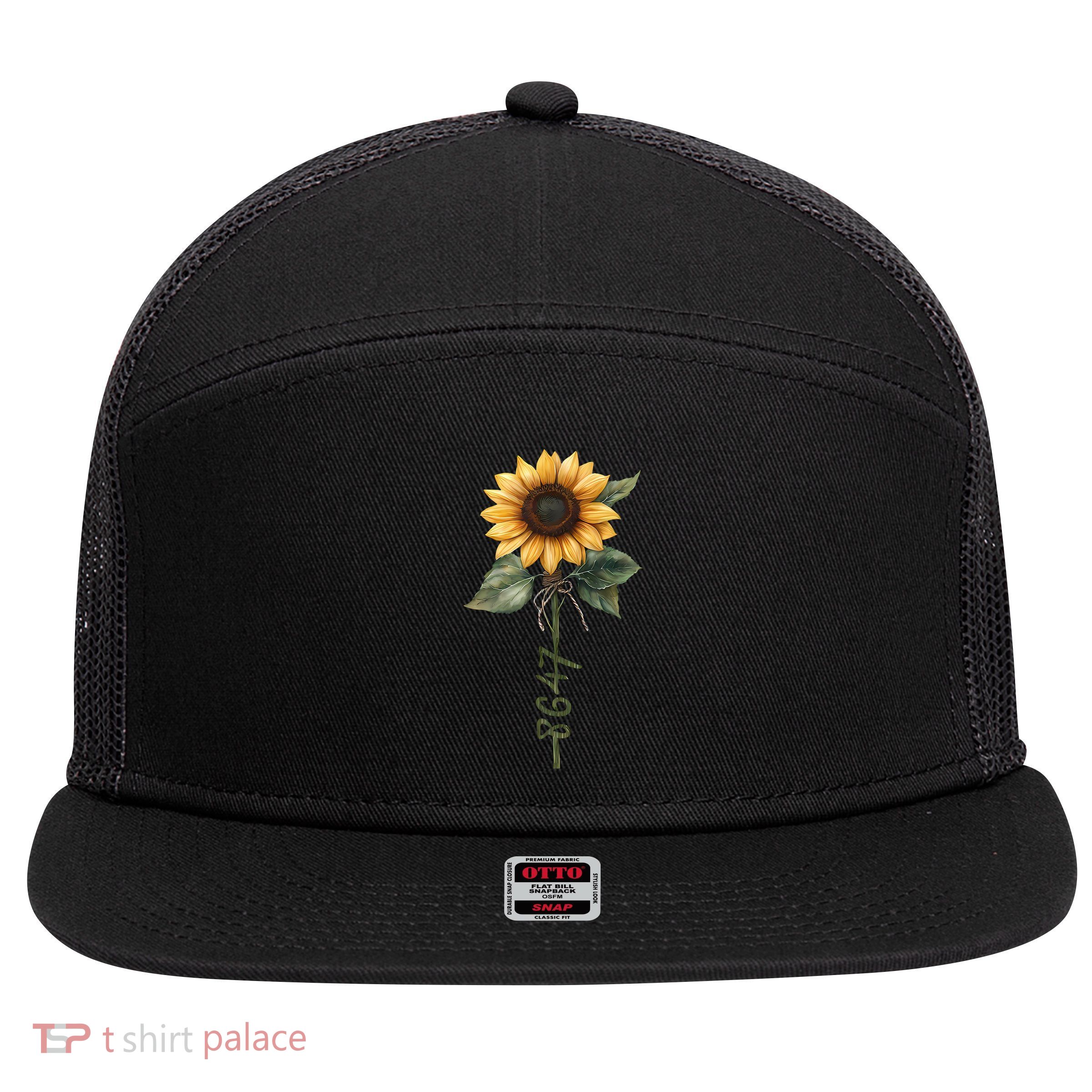 Sunflower 8647 Subtle Anti Trump 86 47 Floral Boho Style 7 Panel Mesh Trucker Snapback Hat