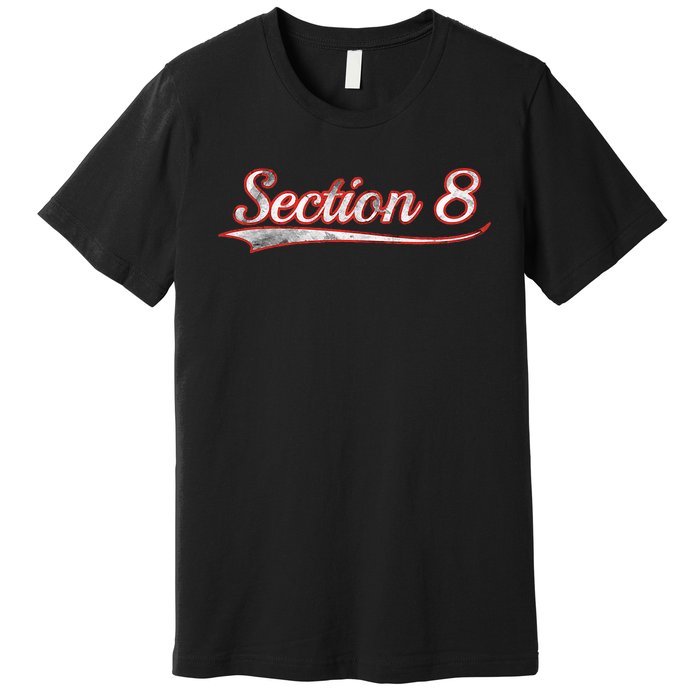 Section 8 Vintage Varsity Distressed Throwback Style Premium T-Shirt