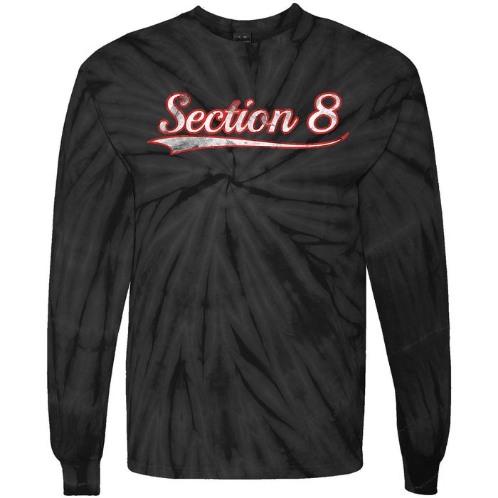 Section 8 Vintage Varsity Distressed Throwback Style Tie-Dye Long Sleeve Shirt