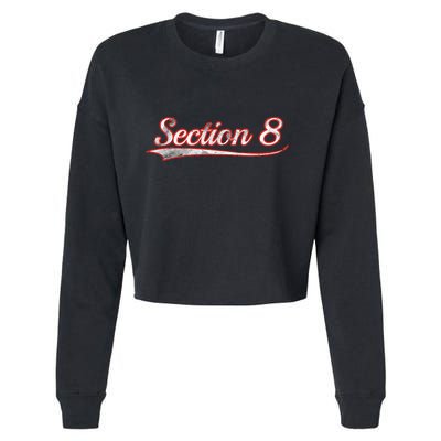 Section 8 Vintage Varsity Distressed Throwback Style Cropped Pullover Crew