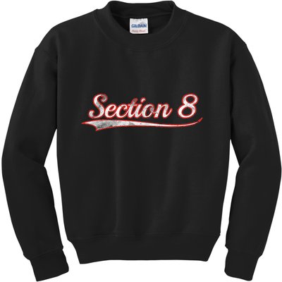 Section 8 Vintage Varsity Distressed Throwback Style Kids Sweatshirt