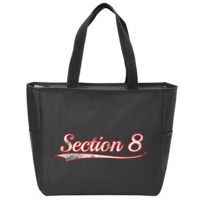 Section 8 Vintage Varsity Distressed Throwback Style Zip Tote Bag