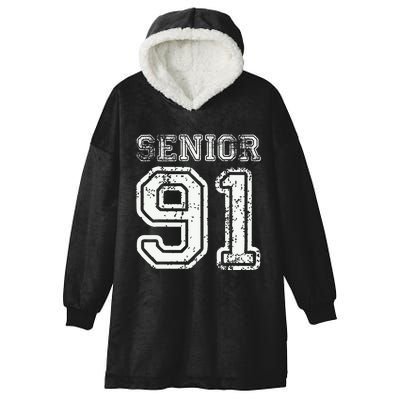 Senior 91 Class of 1991 Retro College High School Graduation Hooded Wearable Blanket