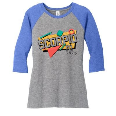 Scorpio 90s Horoscope Zodiac Sign Astrology Meaningful Gift Women's Tri-Blend 3/4-Sleeve Raglan Shirt