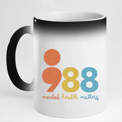 Semicolon 988 Mental Health Matters 11oz Black Color Changing Mug