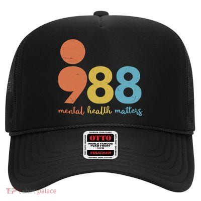 Semicolon 988 Mental Health Matters High Crown Mesh Back Trucker Hat