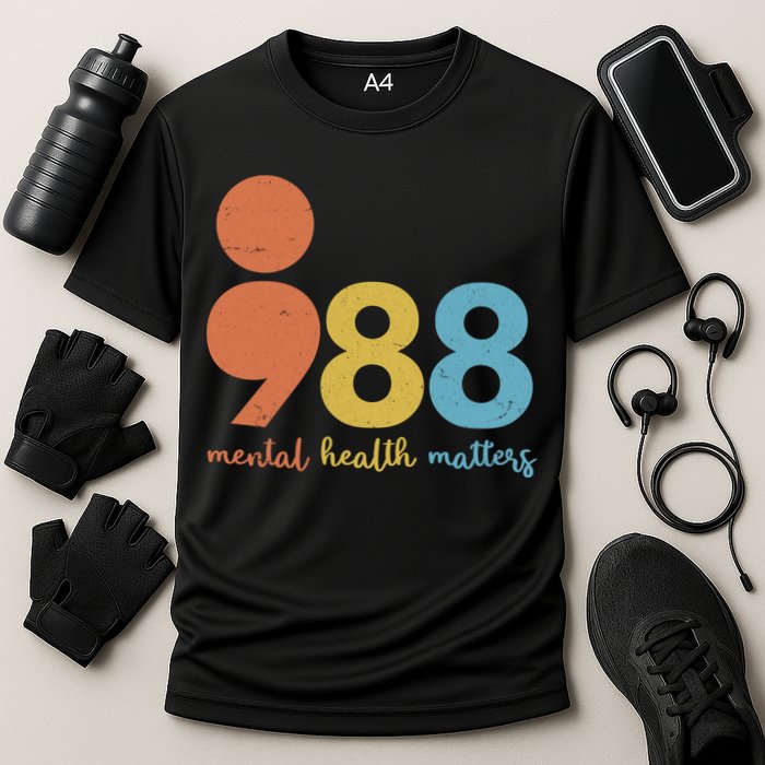 Semicolon 988 Mental Health Matters Cooling Performance Crew T-Shirt