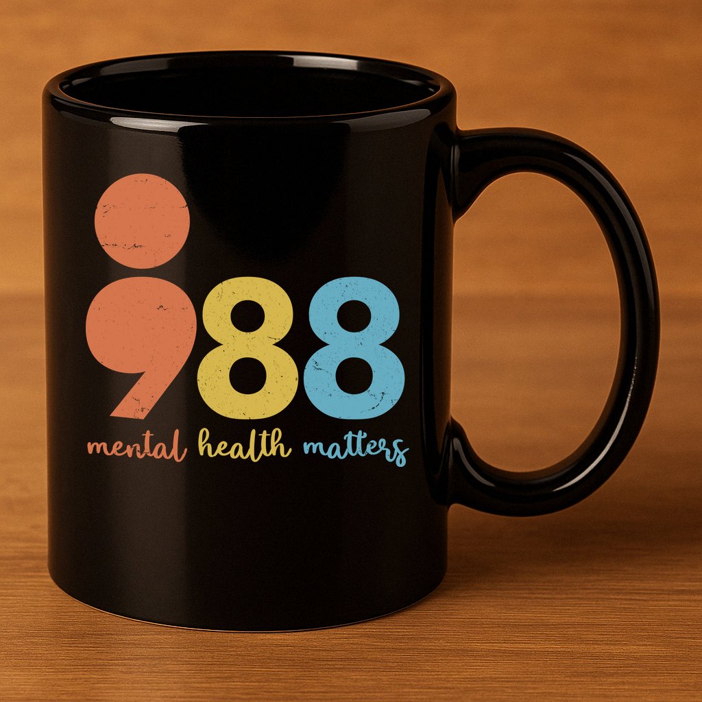 Semicolon 988 Mental Health Matters 11oz C Handle Ceramic Mug