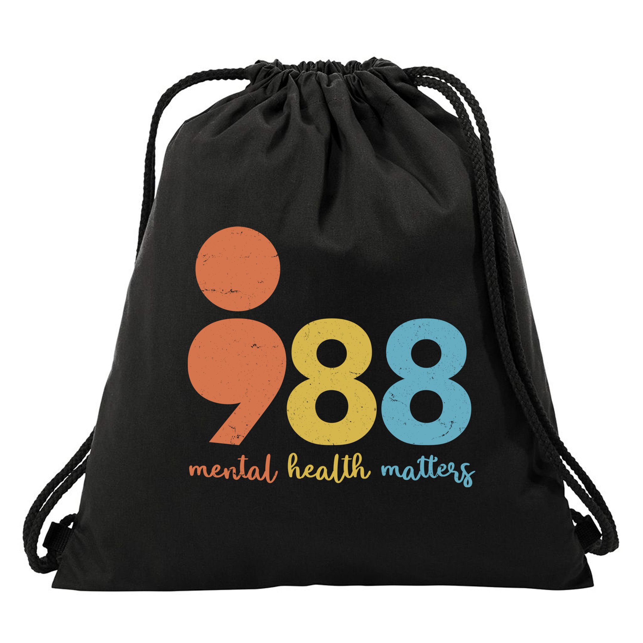 Semicolon 988 Mental Health Matters Drawstring Bag