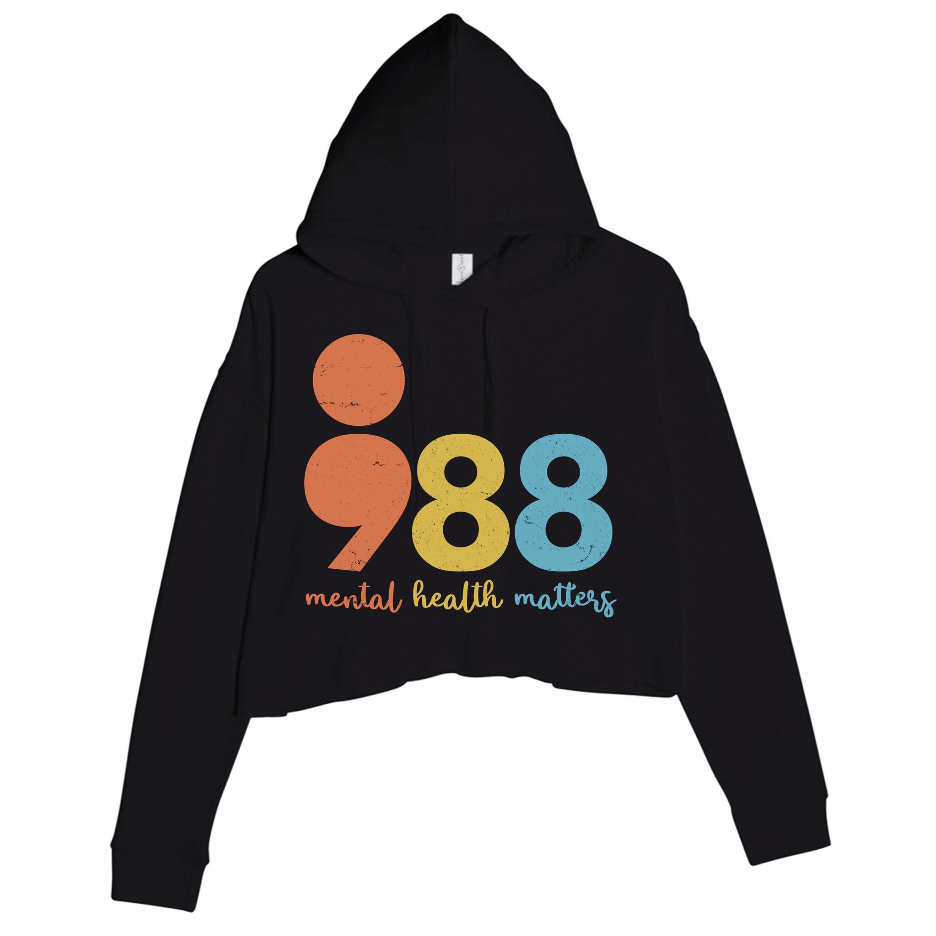 Semicolon 988 Mental Health Matters Crop Fleece Hoodie