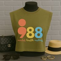Semicolon 988 Mental Health Matters Garment-Dyed Women's Muscle Tee