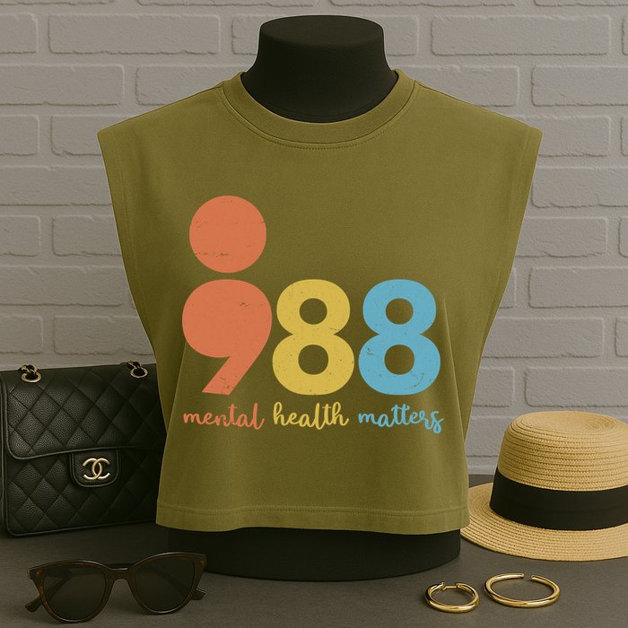 Semicolon 988 Mental Health Matters Garment-Dyed Women's Muscle Tee