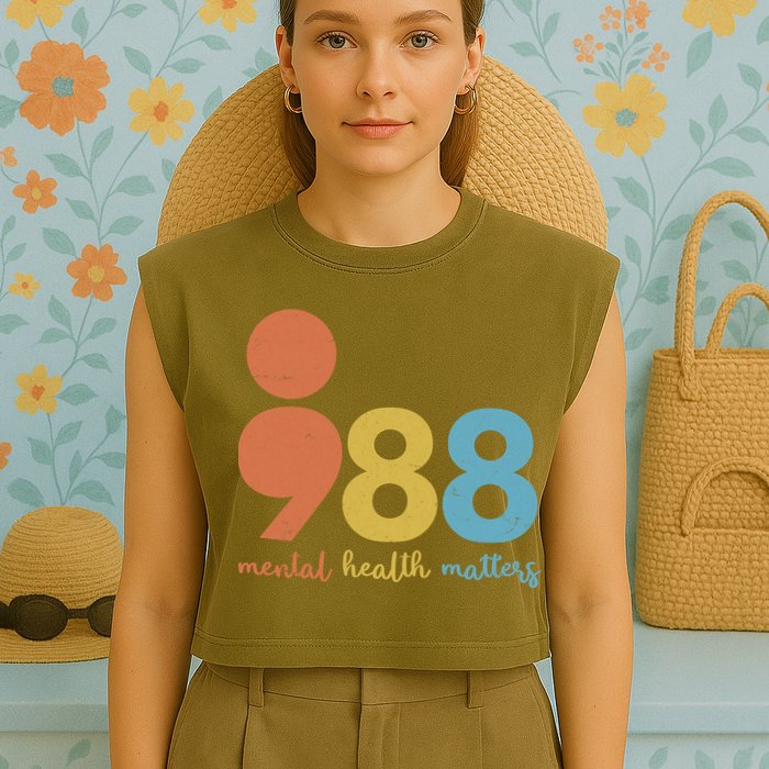 Semicolon 988 Mental Health Matters Garment-Dyed Women's Muscle Tee