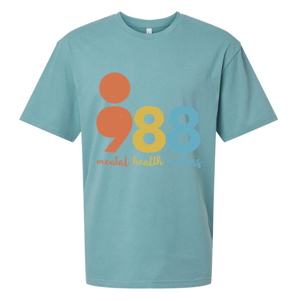 Semicolon 988 Mental Health Matters Sueded Cloud Jersey T-Shirt