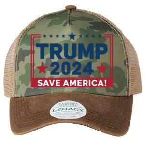 Save America 2024 Slogan Graphic Legacy Tie Dye Trucker Hat