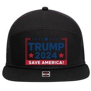 Save America 2024 Slogan Graphic 7 Panel Mesh Trucker Snapback Hat