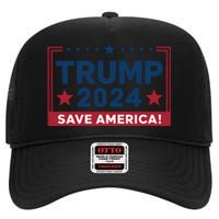 Save America 2024 Slogan Graphic High Crown Mesh Back Trucker Hat