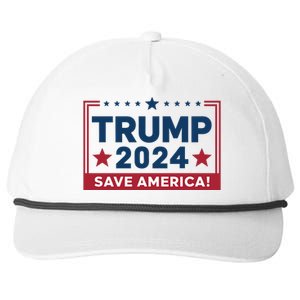 Save America 2024 Slogan Graphic Snapback Five-Panel Rope Hat