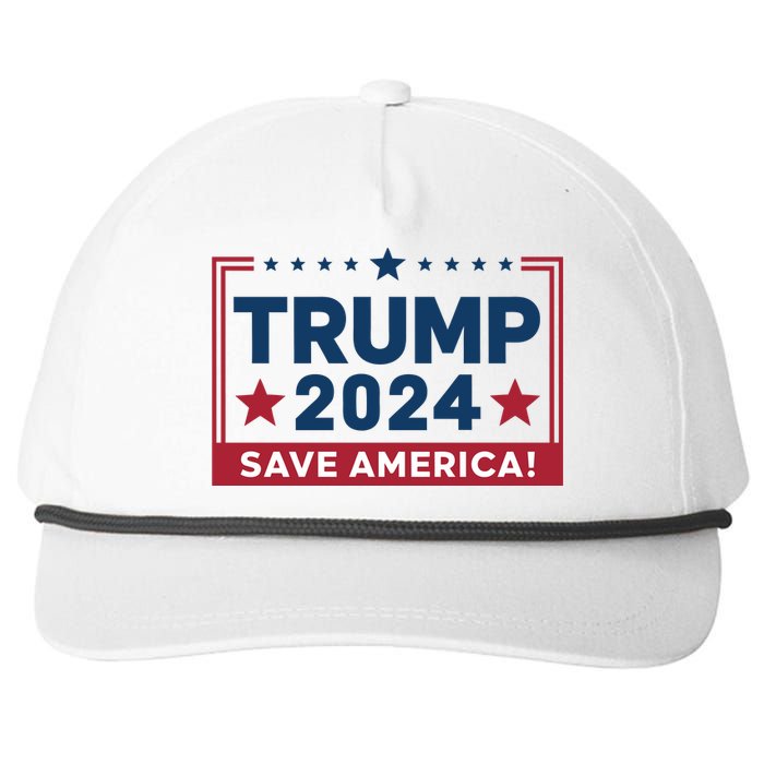 Save America 2024 Slogan Graphic Snapback Five-Panel Rope Hat