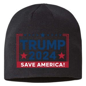 Save America 2024 Slogan Graphic Sustainable Beanie