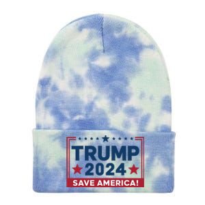 Save America 2024 Slogan Graphic Tie Dye 12in Knit Beanie