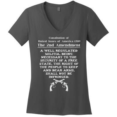 Second Amendment 2A United States Constitution 2nd Amendment Women's V-Neck T-Shirt