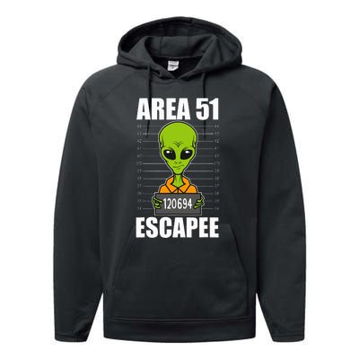 Storm Area 51 Alien Escapee From Area 51 Alien Mugshot Performance Fleece Hoodie