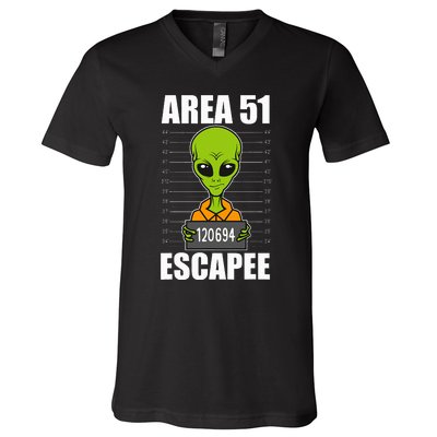 Storm Area 51 Alien Escapee From Area 51 Alien Mugshot V-Neck T-Shirt