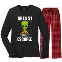 Storm Area 51 Alien Escapee From Area 51 Alien Mugshot Women's Long Sleeve Flannel Pajama Set 