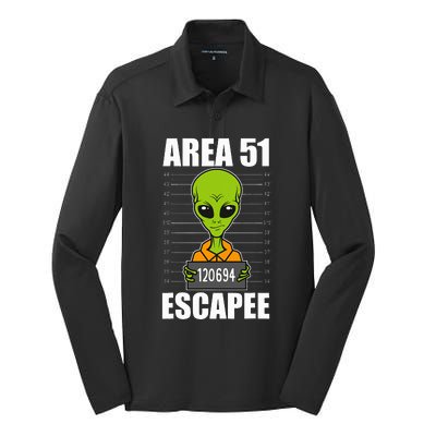 Storm Area 51 Alien Escapee From Area 51 Alien Mugshot Silk Touch Performance Long Sleeve Polo