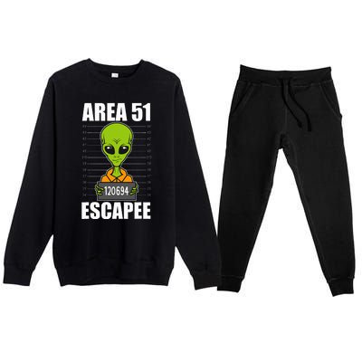 Storm Area 51 Alien Escapee From Area 51 Alien Mugshot Premium Crewneck Sweatsuit Set