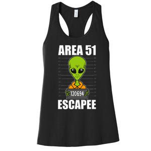 Storm Area 51 Alien Escapee From Area 51 Alien Mugshot Women's Racerback Tank