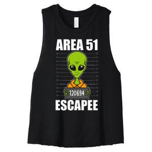 Storm Area 51 Alien Escapee From Area 51 Alien Mugshot Women's Racerback Cropped Tank