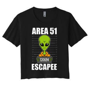 Storm Area 51 Alien Escapee From Area 51 Alien Mugshot Women's Crop Top Tee