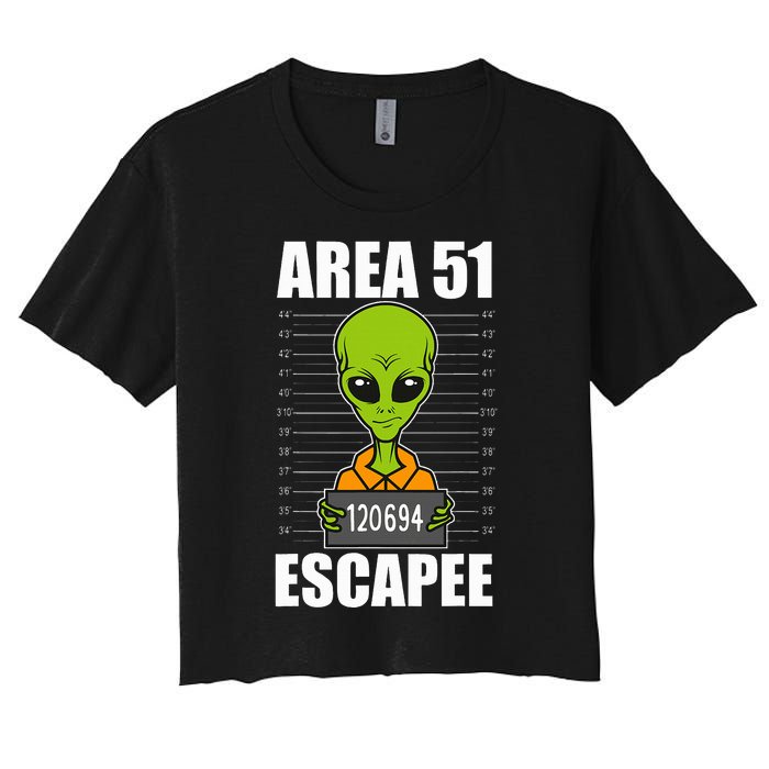 Storm Area 51 Alien Escapee From Area 51 Alien Mugshot Women's Crop Top Tee