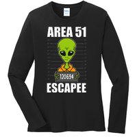 Storm Area 51 Alien Escapee From Area 51 Alien Mugshot Ladies Long Sleeve Shirt